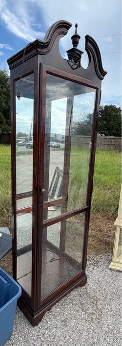 Dark Wood Glass Display Curio Cabinet
