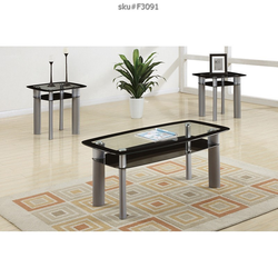 3 Piece Black Coffee Table Set