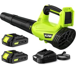 Cordless Leaf Blower with 2 Batteries and Charger, 2 Speed Mode, Lightweight Leaf Blowers 