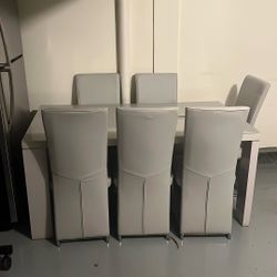 Table w/ Glass Top + 6 Chairs
