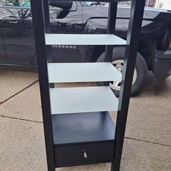 This Shelf Has Been Painted Black Home audio shelf, storage, from target, adjustable glass shelves, 1 drawer. 52 5/8 inches tall