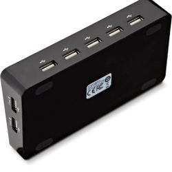 10 Port USB 2.0 Hub, 5-Pack For Tablets, BLACK