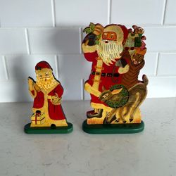 Two Vintage Hand Painted Santa Claus