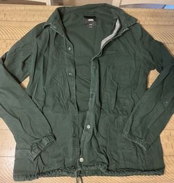 Vans Men’s Large Canvas Green Jacket Snap Skater Long Sleeve Draw String Bottom
