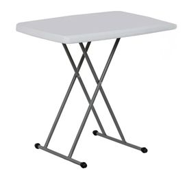 30" Height Adjustable Folding Table, Portable Dinner Table TV Tray, White