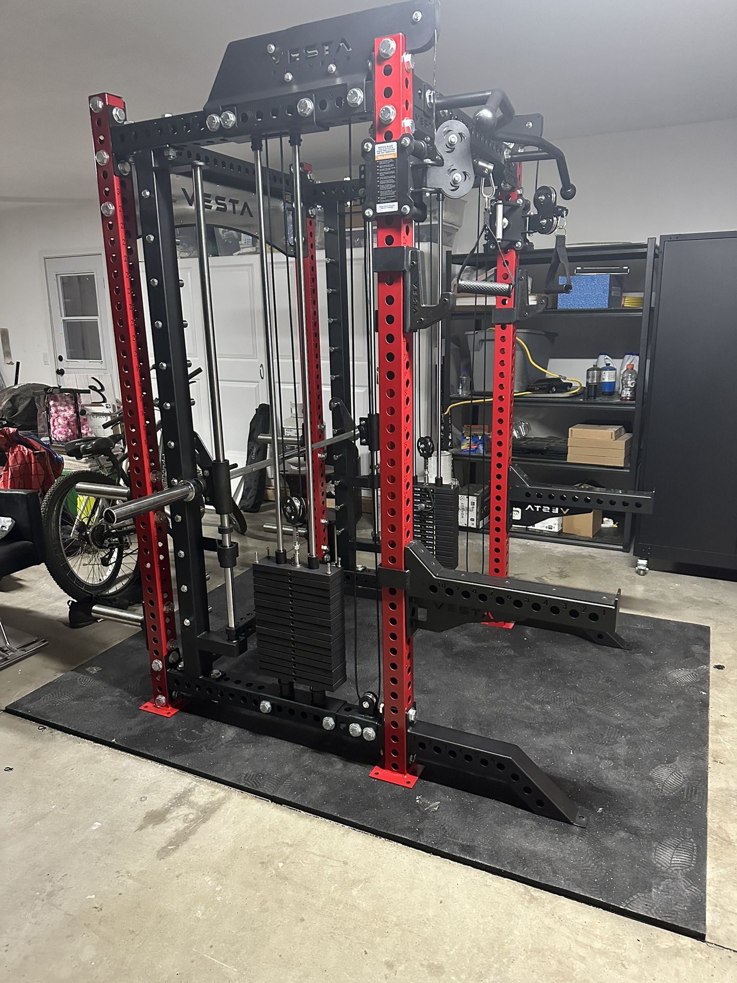 Vesta Fitness PRO SERIES Ultimate Half Rack Functional Trainer w/Smith Machine Bar | 320lb Stack | Gym Equipment | Fitness | Commercial | Squat Rack