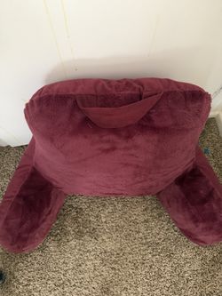 Burgundy Plush Lounge Floor Chair with Arms