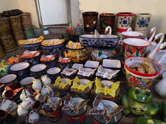 Flower pot planters talavera barro copas cisnes