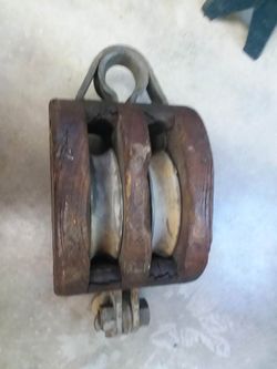 Vintage Wooden Double Pully