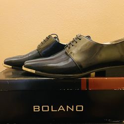 Bolano Black Striped Oxford Dress Shoe 