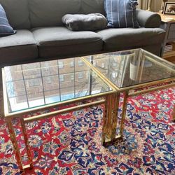 Gold (Brass) Luxury Glass Coffee Tables (x2) 40$ OBO