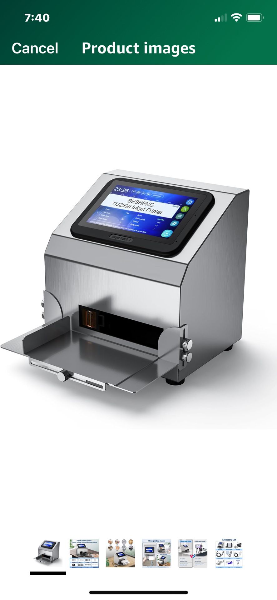 Inkjet Coding Machine with 5 Inch Touch Screen Inkjet Coder with 42ml Original Quick-Drying Ink Cartridge Intelligence Batch Printer for Date/Time/Bar