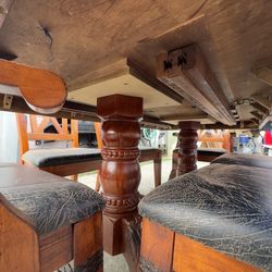 Solid Wood Dining Table Set w/ 6 Chairs – Expandable Leaf – Great Condition