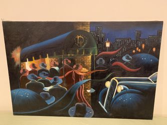 Night on the town oil painting