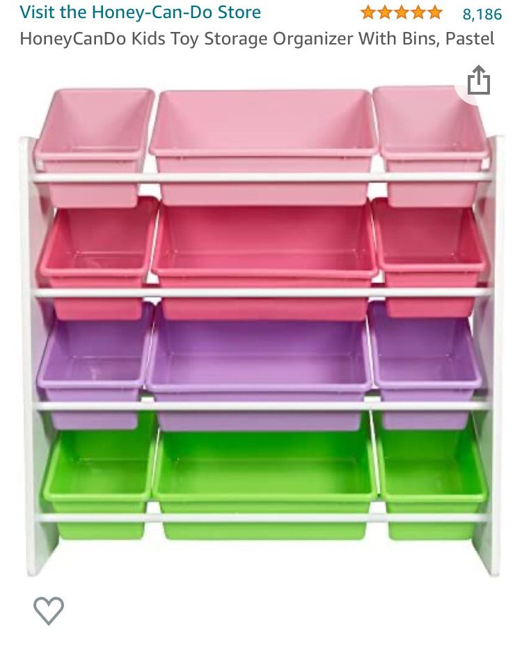 Kids Toy Storage Organizer With Bins, Pastel