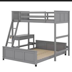 Twin Bunk Bed with Bottom Desk