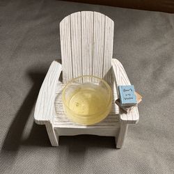 Miniature White Adirondack Chair with book Decor- tea candle holder
