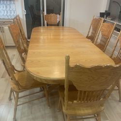 Wood Dining Table 8 Chairs 