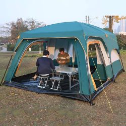 Extra Large Tent 12 Person,Family Cabin Tents,2 Rooms,3 Doors and 3 Windows with Mesh,Straight Wall,Waterproof,Double Layer,Big Tents for Outdoor,Picn