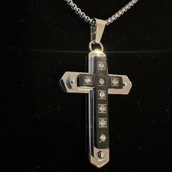 ✨ 14K White Gold Over 925 Silver Cross with Moissanite ✨