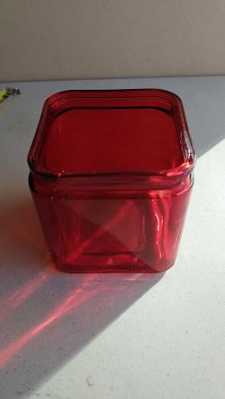 Red square vase.