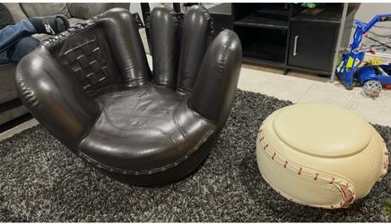 Baseball glove sofa w/ storage
