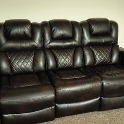 Ashley Signature Burgundy Leather Sofa