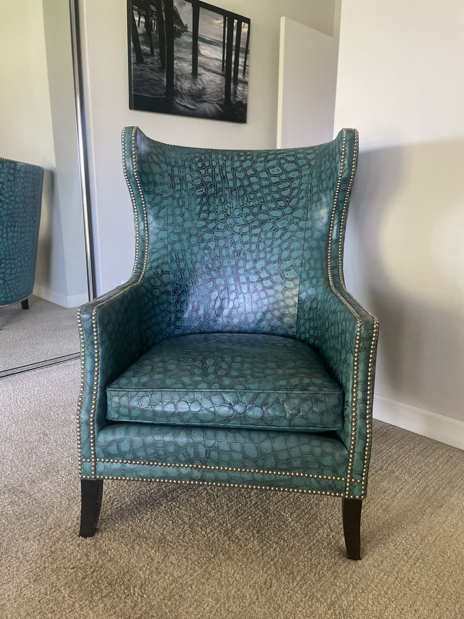 Wing Chair With Nail Head Detail