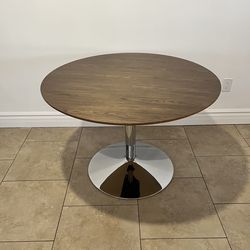 Modern Dark Brown/Silver Round Table