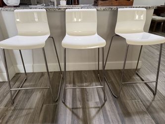 Bar stools (set of 3) — IKEA glossy seat, chrome legs