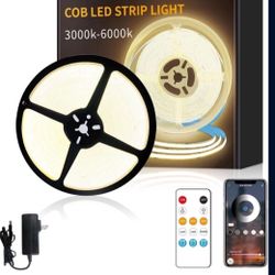 COB LED Strip Lights 50ft,3000K DC 24V Dimmable Warm White Flexible LED Rope Lights for Bedroom,with Remote and app Control LED Lights Strip for Livin