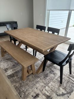 Pottery Barn table w/ bench and 4 chairs