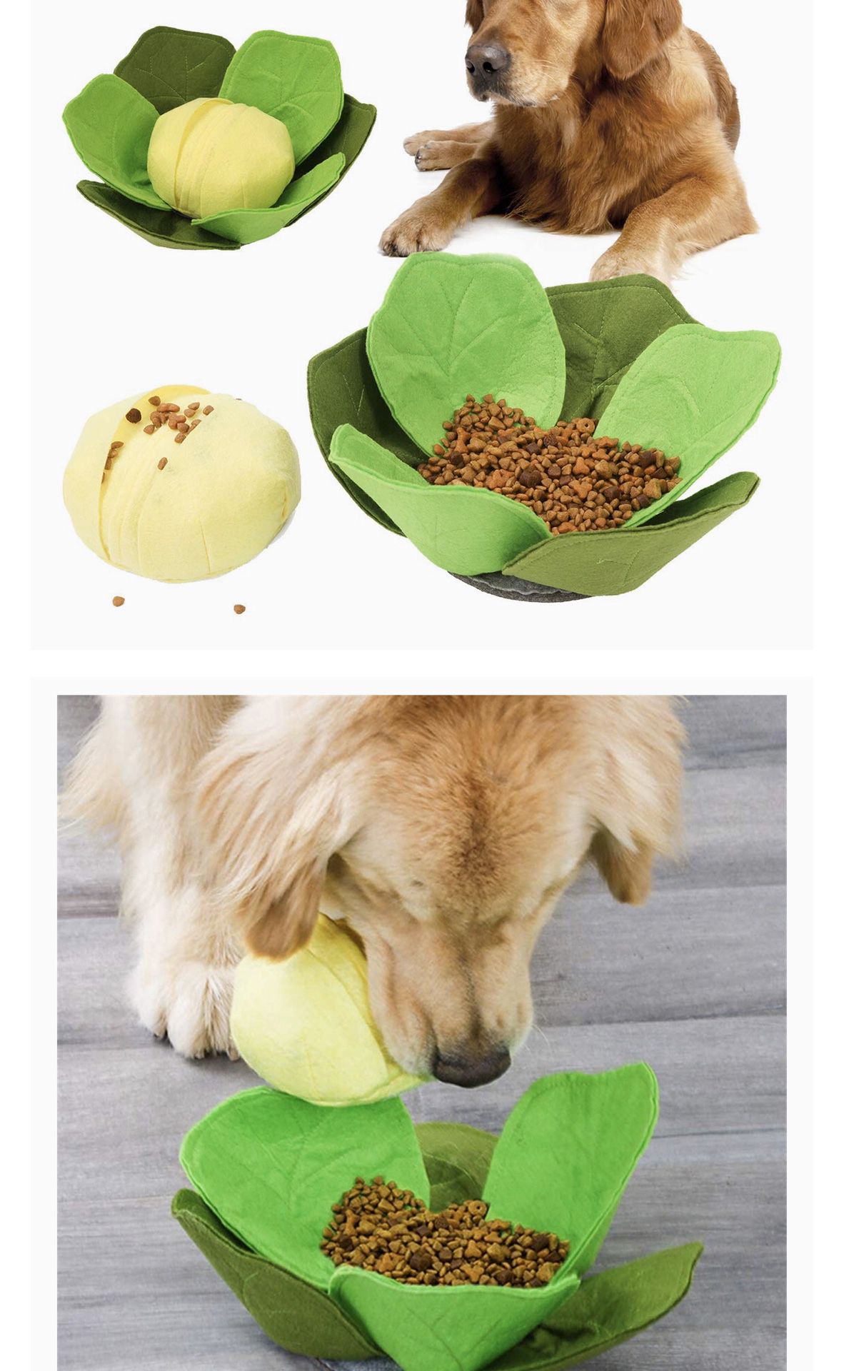Dog Puzzle Toys,Pet Snuffle Mat Large Cabbage Shaped Dog Feeding Mats Training Pad Food Dispenser,Interactive Feed Game for Boredom,Encourages Natura