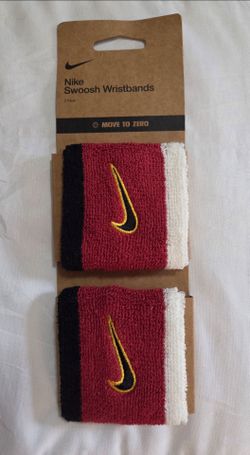 NEW! Nike Swoosh Singlewide Wristbands Adult Team Crimson/Sail/Black, 2 pack