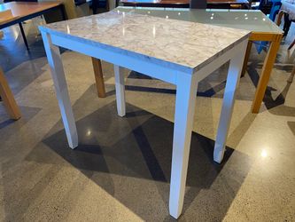 White Rectangular Dining Table with Faux Marble Top