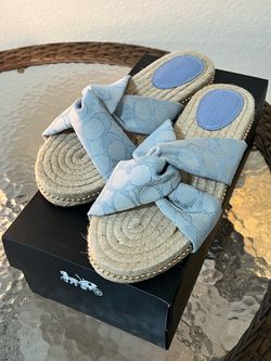 Coach Espadrille Slide Sandals Light Blue