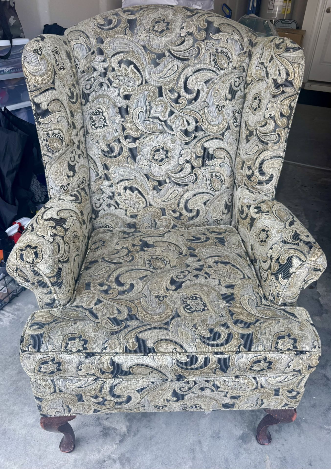 Patterned Wingback Chair