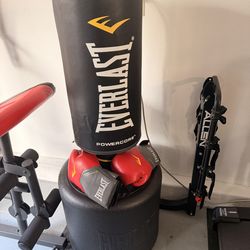 Everlast PowerCore Freestanding Punching Bag + Gloves