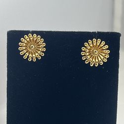 COACH Vintage Flower Gold Tone Floral Stud Earrings