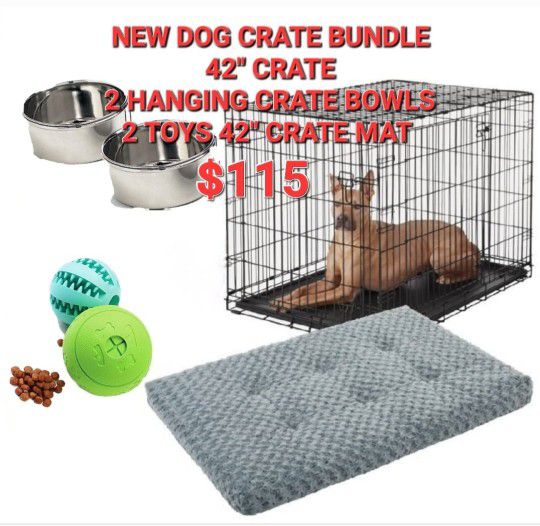 Brand New 42x28x31 Dog Crate/ 42 Crate Bed/ 2 Hanging Kennel Bowls/ 2 Dog  Chew Toys / Dog Cage Alone $80 for Sale in Fontana, CA - OfferUp