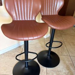 Set of 2 Adjustable and Swivel Bar Stools