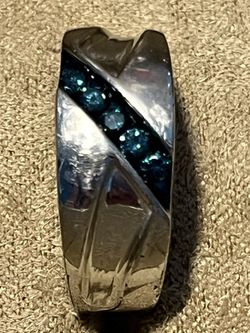 Men’s .33 CTW Blue Diamond Rhodium Over Sterling Silver Ring Size 8