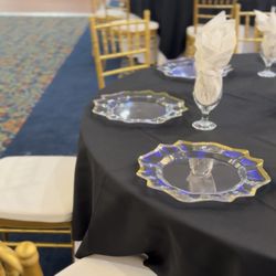 Charger Plates 13" in Clear with Gold Scalloped Rim