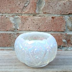 Vintage White Opalescent Glass Rose Bowl 
