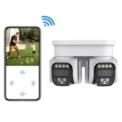Dual-lens wireless closed-circuit television surveillance camera, 360-degree panoramic monitoring, automatic tracking, color night vision, high-defini