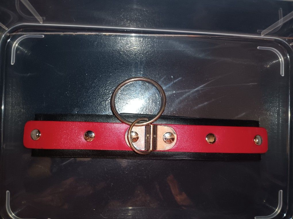 Choker Hoop Choker Clothes Necklace Neck Black And Red Faux Leather