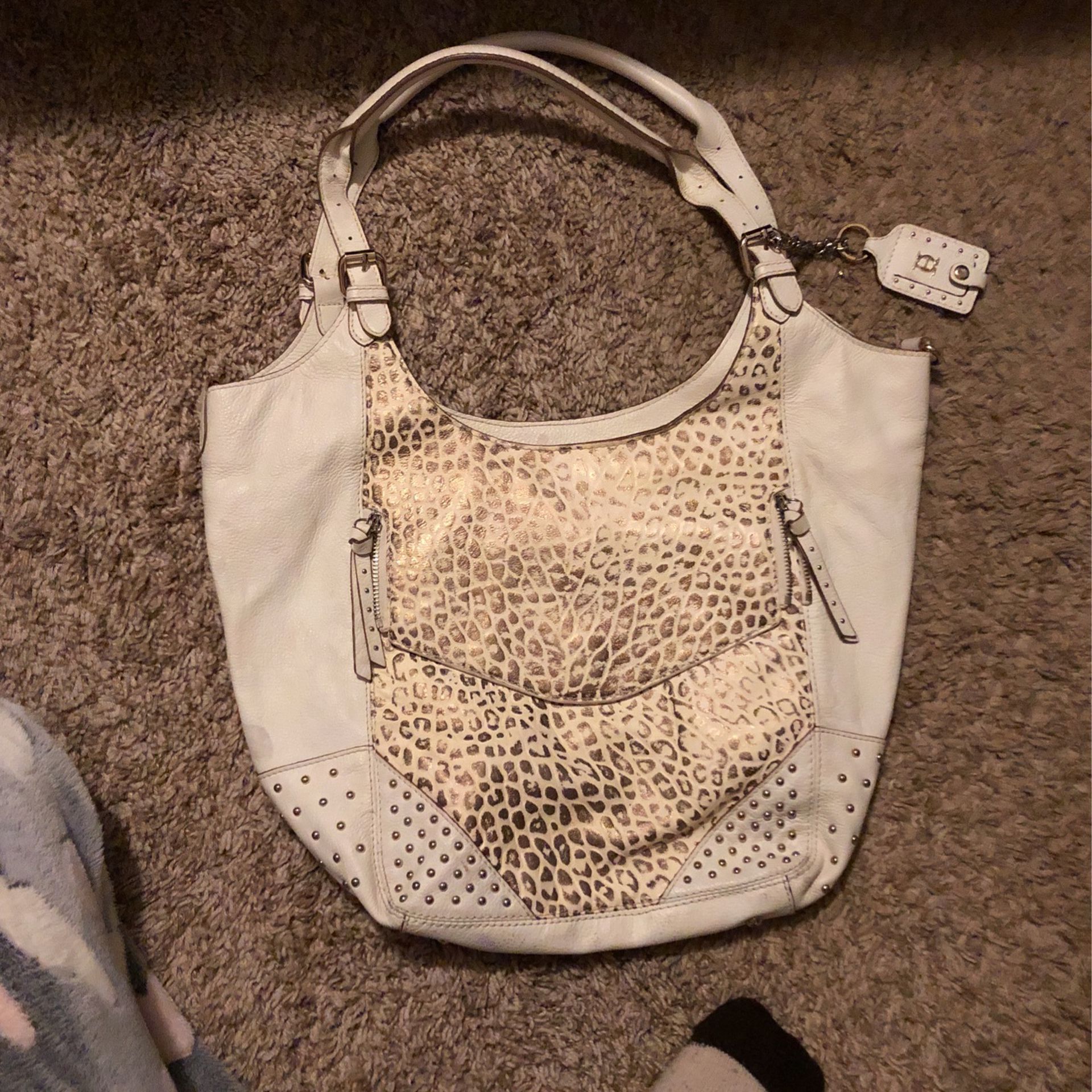 Genuine White Leather Handbag By Joy Gryson