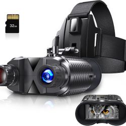 Night Vision Goggles with Head Strap - 1312FT Rechargeable Digital Infrared Goggles Compatible with Fast MICH Helmet Included 32GB Card, 8 X Digital Z