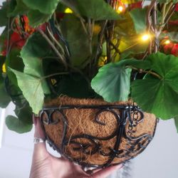 HOLIDAY Lighted Foliage Plastic/Silk Like Plant, Hangs Or In METAL Stand, Paid $50 asking $40 / OBO for My GRANDMA Is Downsizing Home