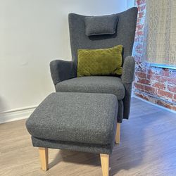 IKEA Gray Armchair and Ottoman 